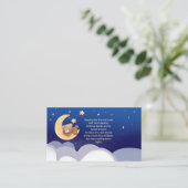 Teddy Bear Moon Blue Baby Shower Book Request Begleitkarte (Stehend Vorderseite)