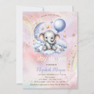 Teddy Bear Moon Cloud Rainbow Baby Dusche Einladung