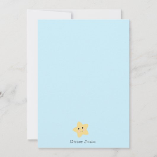 Teddy Bear Moon Clouds Stars Baby Boy Dusche Einladung (Rückseite)