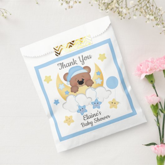 Teddy Bear Moon Clouds Stars Baby Boy Dusche Geschenktütchen (Versiegelt)
