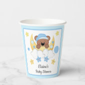Teddy Bear Moon Clouds Stars Baby Boy Dusche Pappbecher (Rückseite)