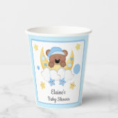 Teddy Bear Moon Clouds Stars Baby Boy Dusche Pappbecher (Vorderseite)