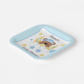 Teddy Bear Moon Clouds Stars Baby Boy Dusche Pappteller (Gewinkelt)