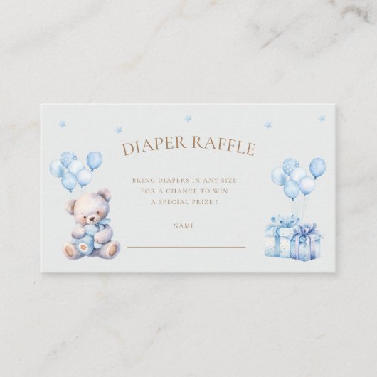 Teddy Bear Moon Diaper Raffle Ticket Begleitkarte (Vorderseite)