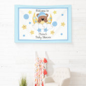 Teddy Bear Moon Stars Baby Boy Dusche Begrüßungsze Banner (InSitu)