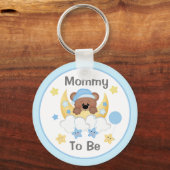 Teddy Bear Moon Stars Baby Boy Dusche Mama zu sein Schlüsselanhänger (Vorderseite)
