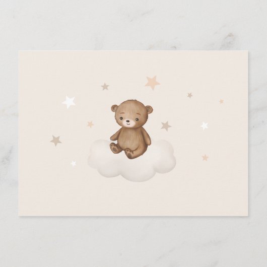 Teddy Bear Moon Stars Balloons Display Dusche Begleitkarte (Rückseite)