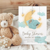 Teddy Bear Moon Stars Boy Baby Dusche Einladung