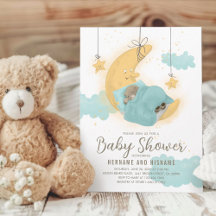 Teddy Bear Moon Stars Boy Baby Dusche