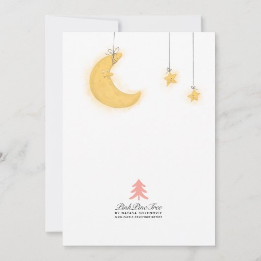 Teddy Bear Moon Stars Boy Baby Dusche Einladung (Rückseite)