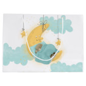 Teddy Bear Moon Stars Boy Baby Dusche Große Geschenktüte (Rückseite)