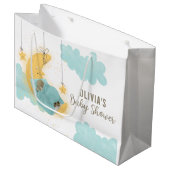 Teddy Bear Moon Stars Boy Baby Dusche Große Geschenktüte (Vorderseite Schrägansicht)