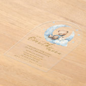 Teddy Bear Moon über der Moon Baby Dusche Acryleinladungen (Ablage )