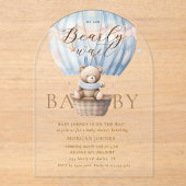 Teddy Bear Moon über der Moon Baby Dusche Acryleinladungen (Vorderseite)