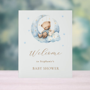 Teddy Bear Moon über der Moon Baby Dusche Acrylschild