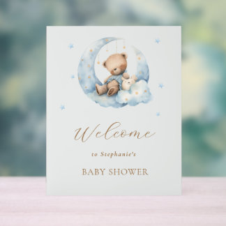 Teddy Bear Moon über der Moon Baby Dusche Acrylschild