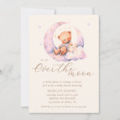 Teddy Bear Moon über der Moon Baby Dusche Einladung (Vorderseite)