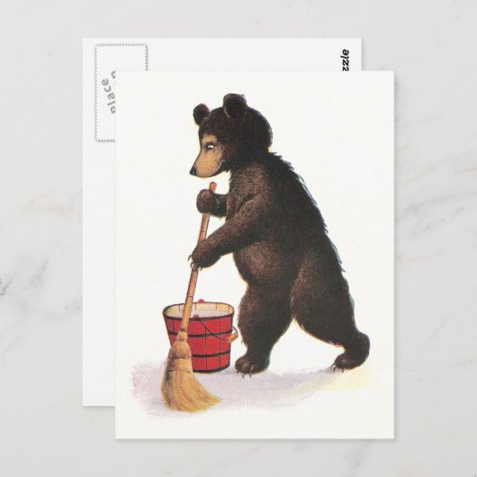 Teddy Bear Mops Floor Postkarte (Vorne/Hinten)