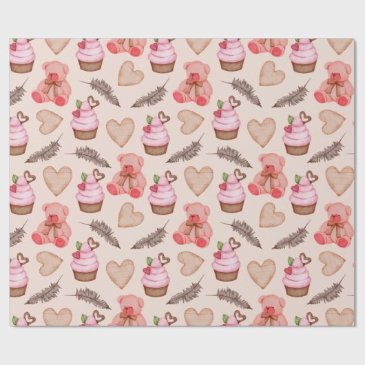 Teddy Bear Muster Wrapping Paper Geschenkpapier (Flach)