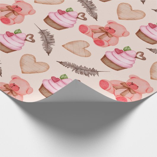 Teddy Bear Muster Wrapping Paper Geschenkpapier (Ecke)
