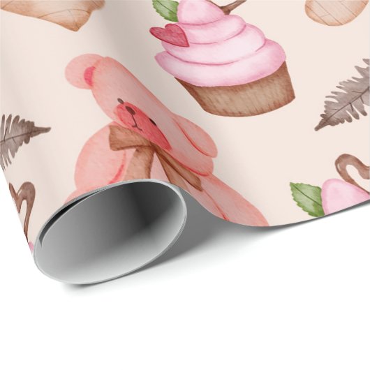 Teddy Bear Muster Wrapping Paper Geschenkpapier (Rolleneckpunkt)