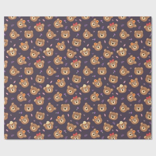 Teddy Bear Muster Wrapping Paper Geschenkpapier (Flach)