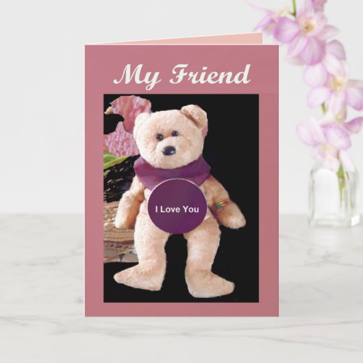 Teddy Bear 'My Friend, I Liebe You' Card Karte (Orchidee)