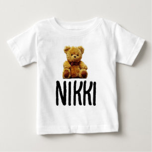 TEDDY BEAR & NAME MIRLS TODDLER T - SHIRT