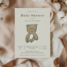 Teddy Bear Neugeborene Illustration Baby Shower Einladung