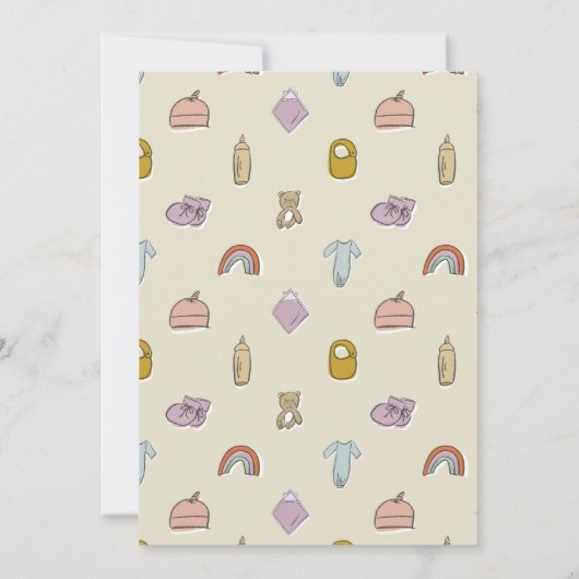 Teddy Bear Neugeborene Illustration Baby Shower Einladung (Rückseite)