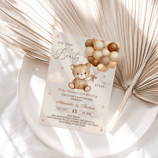 Teddy Bear Neutral Balloons Babydusche Einladung