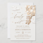 Teddy Bear Neutral Balloons Kinderdusche Einladung (Vorderseite)