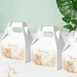 Teddy Bear Neutral Boho Baby Shower Geschenkschachtel