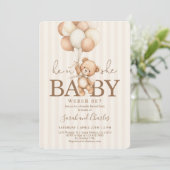 Teddy Bear Neutral Gender Reveal  Einladung (Stehend Vorderseite)