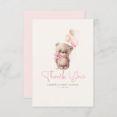 Teddy Bear Niedlich Girl Baby Dusche Vielen Dank Dankeskarte (Vorne/Hinten)