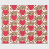 Teddy Bear Niedlich Heart Pattern Baby Geschenk Ge Geschenkpapier (Flach)