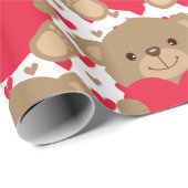 Teddy Bear Niedlich Heart Pattern Baby Geschenk Ge Geschenkpapier (Rolleneckpunkt)