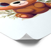 Teddy Bear Niedlich Light Blue Baby Woodland Anima Poster (Ecke)