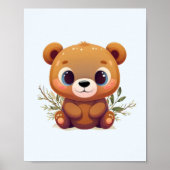 Teddy Bear Niedlich Light Blue Baby Woodland Anima Poster (Vorne)
