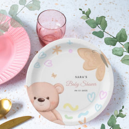 Teddy Bear Niedlich Pastel Girl Babydusche Cartoon Pappteller