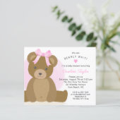 Teddy Bear Niedlich Pink Bow Baby Girl Dusche einl (Stehend Vorderseite)