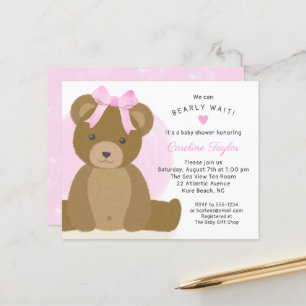 Teddy Bear Niedlich Pink Bow Baby Girl Dusche einl
