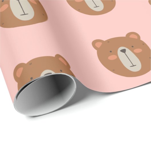 Teddy Bear Niedlich rosa Wrapping Paper Geschenkpapier (Rolleneckpunkt)