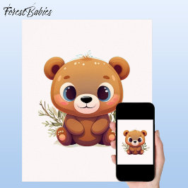 Teddy Bear Niedlich Whimsical Woodland Baby Animal Poster