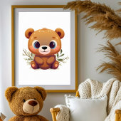 Teddy Bear Niedlich White Whimsical Woodland Anima Poster