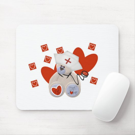 Teddy Bear Nurse Liebe Tshirts und Geschenke Mousepad (Mit Mouse)
