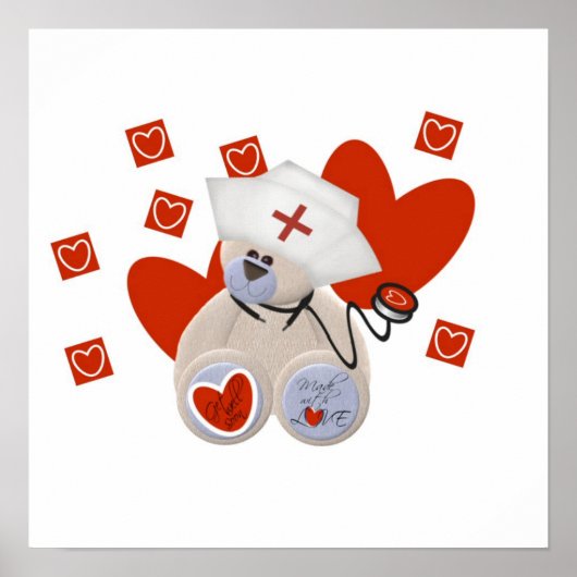 Teddy Bear Nurse Liebe Tshirts und Geschenke Poster (Vorne)
