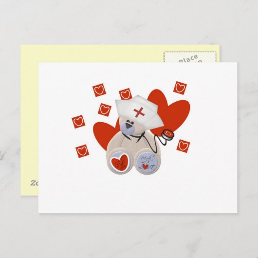 Teddy Bear Nurse Liebe Tshirts und Geschenke Postkarte (Vorne/Hinten)