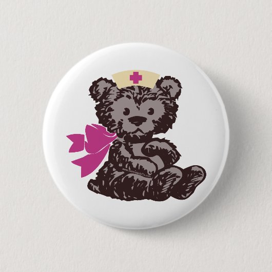 Teddy Bear Nurse (Rosa) Button (Vorderseite)