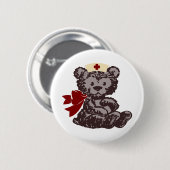 Teddy Bear Nurse (rot) Button (Vorne & Hinten)